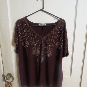 Tempted Hearts Maroon Top Short Sleeve Size 2X